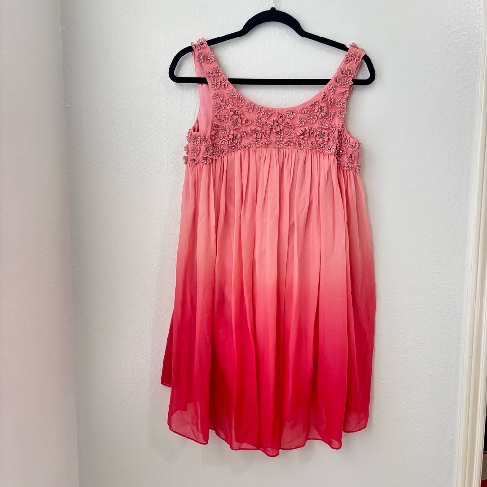 Betsey Johnson 100% Silk pink ombre babydoll dress